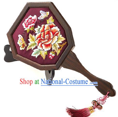 Korean National Accessories Wedding Bride Embroidered Purple Cosmetic Mirror Butterfly Tassel Mirror for Women