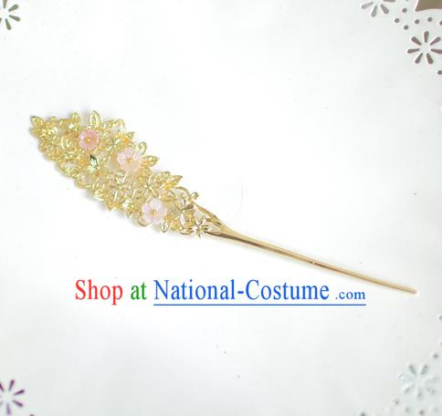 Korean National Bride Hair Accessories Flowers Hairpins, Asian Korean Hanbok Palace Hair Stick Headwear for Kids