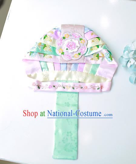 Asian Korean Hanbok Embroidered Hats, Korean National Accessories Wedding Bride Headwear for Kids