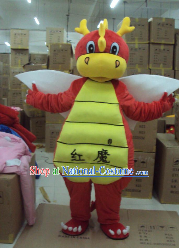 Professional Custom Mascot Uniforms Mascot Outfits Customized Cartoon Character Walking Lucky Red Dragon Mascot Costumes