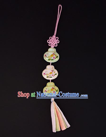 Asian Korean Hanbok Embroidered Tassel Waist Decorations, Korean National Belts Accessories Wedding Bride Waist Pendant for Kids