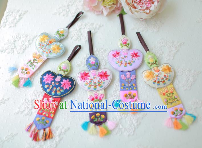 Asian Korean Hanbok Embroidered Tassel Waist Decorations, Korean National Belts Accessories Wedding Bride Waist Pendant for Kids