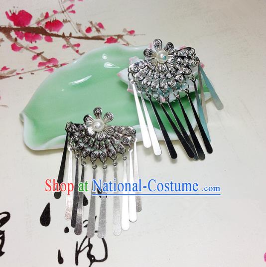 Traditional Chinese Ancient Classical Hair Accessories Hair Comb Bride Tassel Step Shake Hairpins for Women