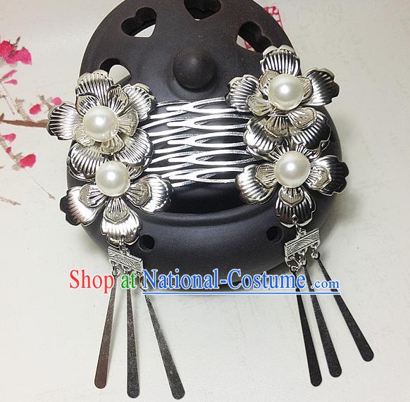 Traditional Chinese Ancient Classical Hair Accessories Hanfu Hair Comb Tassel Step Shake Bride Hairpins for Women