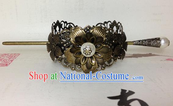 Traditional Handmade Chinese Ancient Classical Hair Accessories Royal Highness Bronze Tuinga Hairdo Crown for Men