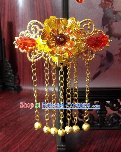 Traditional Chinese Ancient Classical Hair Accessories Princess Hair Stick Bride Tassel Step Shake Hairpins for Women