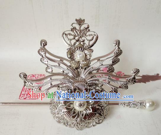 Traditional Handmade Chinese Classical Hair Accessories, Ancient Royal Highness Tuinga Hairdo Crown for Men