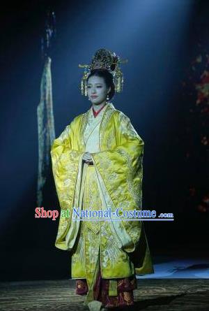 Traditional Chinese Southern and Northern Dynasties Imperial Empress Costume, Chinese Ancient Queen Embroidered Tailing Clothing for Women