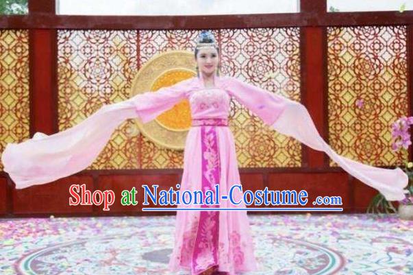 Traditional Chinese Southern and Northern Dynasties Palace Lady Dance Costume, Chinese Ancient Princess Embroidered Water Sleeve Clothing for Women