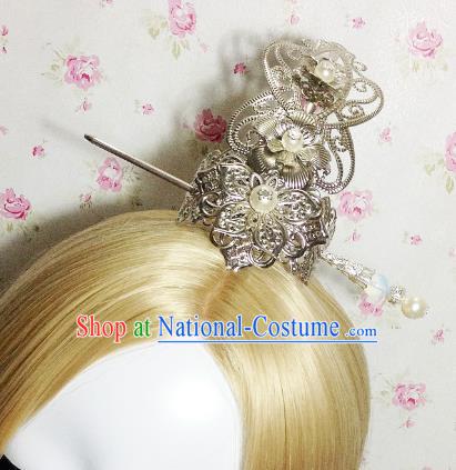 Traditional Handmade Chinese Classical Hair Accessories, Ancient Royal Highness White Tuinga Hairdo Crown for Men