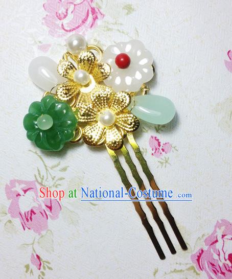 Traditional Chinese Ancient Classical Hair Accessories Hanfu Flowers Hair Comb Step Shake Bride Hairpins for Women