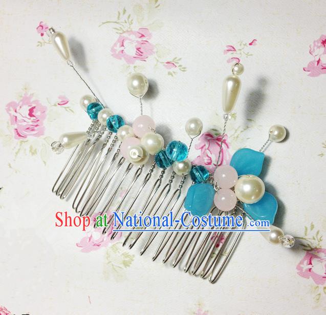 Traditional Chinese Ancient Classical Hair Accessories Hanfu Pearls Hair Comb Bride Hairpins for Women