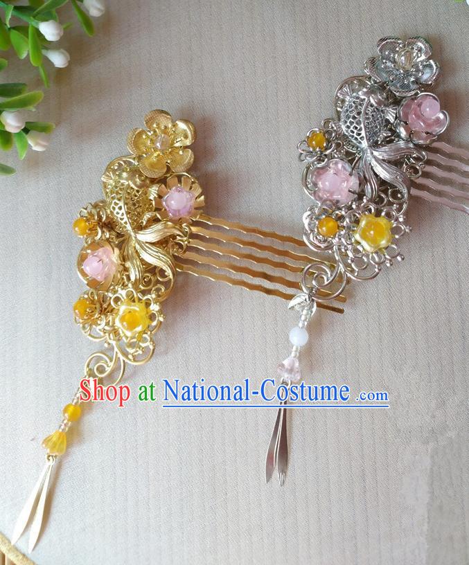 Traditional Chinese Ancient Classical Hair Accessories Hanfu Hair Comb Tassel Step Shake Hairpins for Women