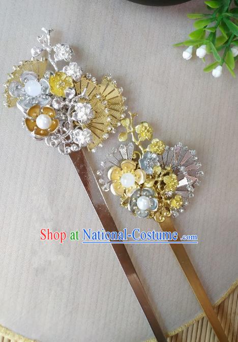 Traditional Chinese Ancient Classical Hair Accessories Hanfu Wintersweet Hair Stick Step Shake Hairpins for Women