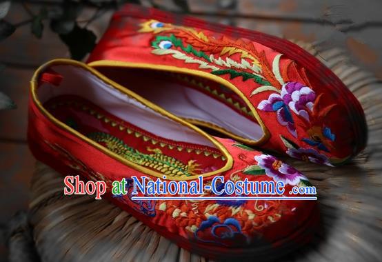 Asian Chinese Ancient Shoes Wedding Shoes Red Embroidered Shoes, Traditional China Peking Opera Shoes Hanfu Shoes for Women