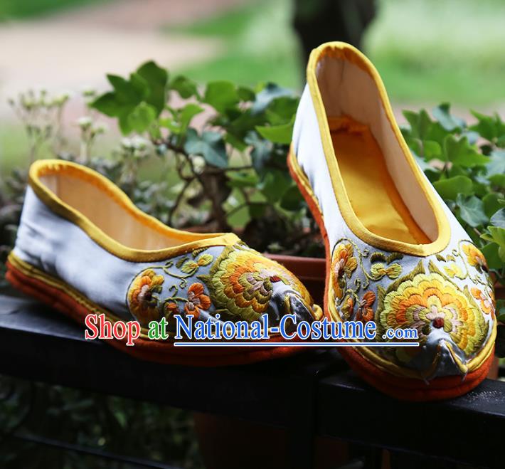 Asian Chinese Traditional Shoes Embroidered Shoes, China Peking Opera Handmade Embroidery Shoe Hanfu Princess Shoes for Women