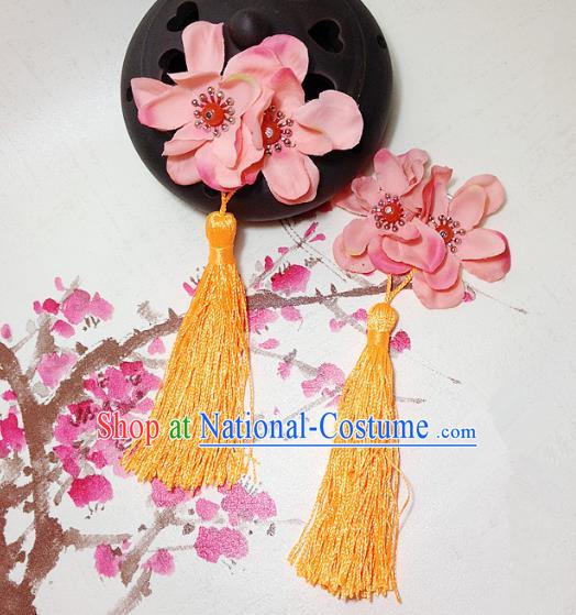 Traditional Chinese Ancient Classical Hair Accessories Hanfu Blue Flowers Hair Comb Bride Hairpins for Women