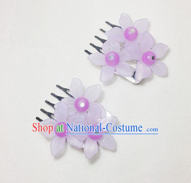 Traditional Chinese Ancient Classical Hair Accessories Hanfu Lilac Flowers Hair Comb Bride Hairpins for Women