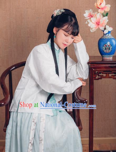 Asian China Ming Dynasty Princess Costume, Traditional Ancient Chinese Palace Lady Embroidered Hanfu Blouse Clothing for Women