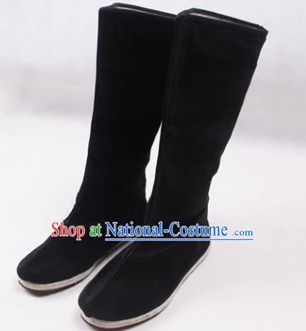 Asian Chinese Shoes Black Cloth Shoes Officer Boots, Traditional China Handmade Hanfu Shoes for Men