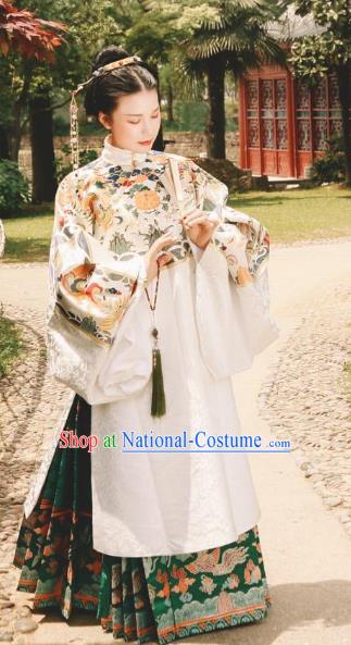 Asian China Ming Dynasty Princess Costume Complete Set, Traditional Ancient Chinese Palace Queen Embroidered Hanfu Clothing for Women