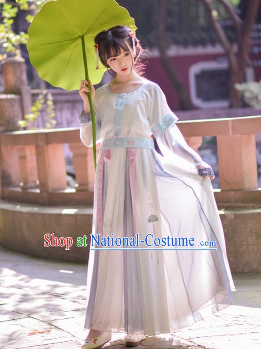 Asian China Tang Dynasty Princess Costume, Traditional Ancient Chinese Palace Lady Hanfu Embroidered Clothing for Women