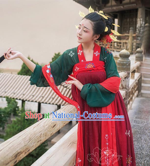 Asian China Tang Dynasty Imperial Consort Costume, Traditional Ancient Chinese Palace Lady Hanfu Clothing for Women