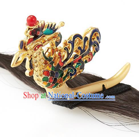 Traditional Korean Hair Accessories Bride Phoenix Hair Claw, Asian Korean Fashion Wedding Golden Hair Decorations for Kids