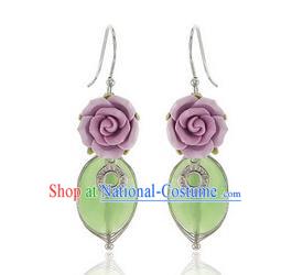 Traditional Korean Accessories Flowers Earrings, Asian Korean Fashion Wedding Tassel Eardrop for Women