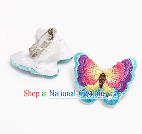 Traditional Korean Accessories Embroidered Butterfly Brooch, Asian Korean Fashion Wedding Breastpin for Kids