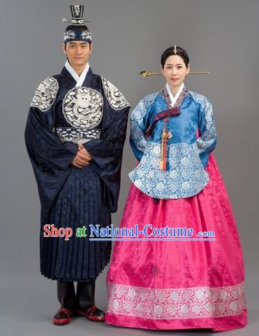 Traditional Korean National Handmade Court Embroidered Wedding Clothing, Asian Korean Bride Costume for Women