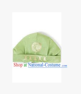 Traditional Korean Hair Accessories Embroidered Green Hats, Asian Korean Fashion National Boys Headwear for Kids