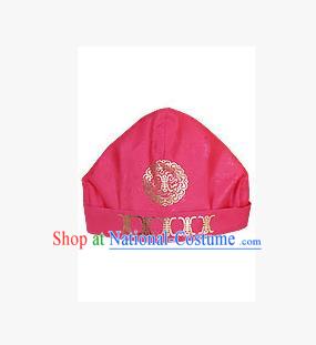 Traditional Korean Hair Accessories Embroidered Pink Hats, Asian Korean Fashion National Boys Headwear for Kids