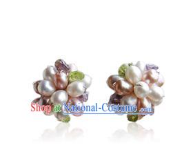 Traditional Korean Accessories Pearls Earrings, Asian Korean Fashion Wedding Eardrop Jewelry for Women