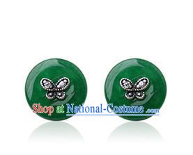 Traditional Korean Accessories Jadeite Earrings, Asian Korean Fashion Wedding Eardrop Jewelry for Women