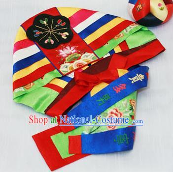 Traditional Korean Hair Accessories Embroidered Hat, Asian Korean Fashion Baby Princess Hats for Kids