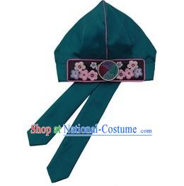 Traditional Korean Hair Accessories Embroidered Boys Hat, Asian Korean Fashion Baby Prince Green Hats for Kids