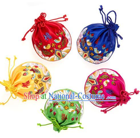 Traditional Korean Accessories Embroidered Lucky Bag, Asian Korean Fashion Wedding Fukubukuro Decorations for Kids