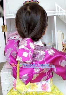 Traditional Korean Hair Accessories Embroidered Rosy Headband, Asian Korean Fashion Wedding Hair Ribbons Decorations for Kids