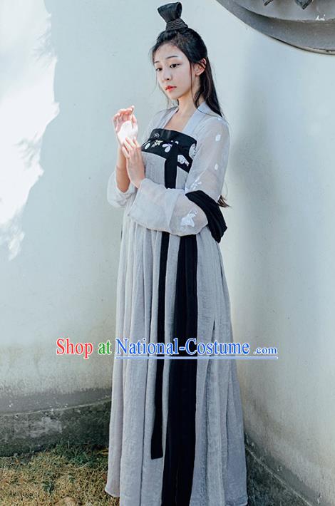 Asian China Tang Dynasty Young Lady Costume Complete Set, Traditional Ancient Chinese Palace Princess Hanfu Clothing for Women