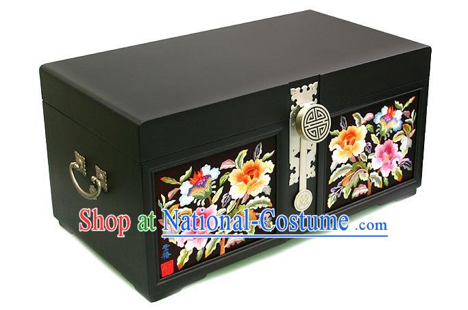 Traditional Korean Craft Hand Embroidery Cosmetic Container Dowry Box, Asian Korean Wedding Jewellery Case for Women