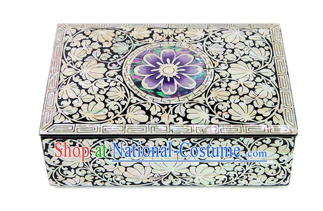 Traditional Korean Craft Hand Embroidery Cosmetic Container Shell Dowry Box, Asian Korean Wedding Jewellery Case for Women