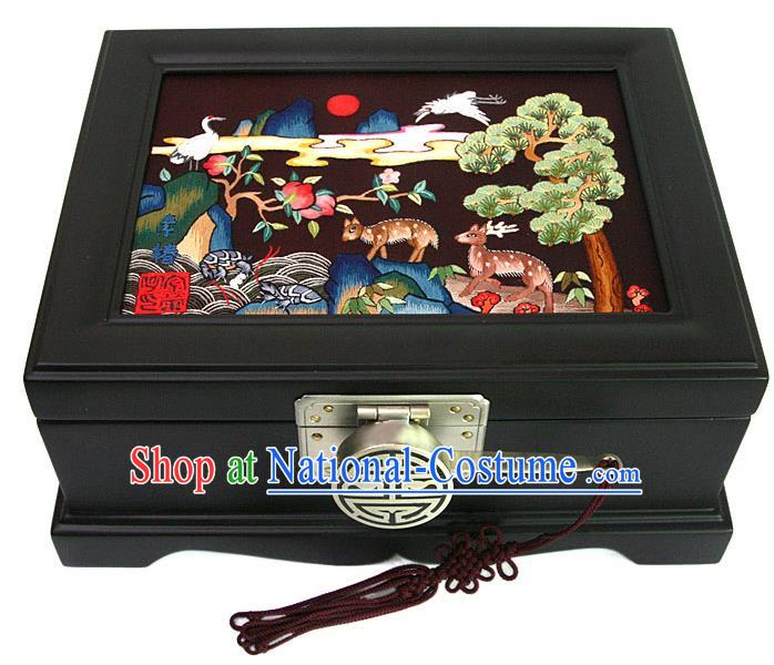 Traditional Korean Craft Handmade Embroidery Cosmetic Container, Asian Korean Wedding Jewellery Box for Women