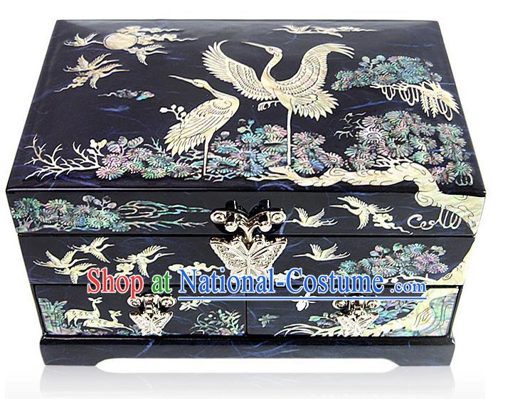 Traditional Korean Craft Handmade Blue Shell Cosmetic Container, Asian Korean Wedding Jewellery Box for Women