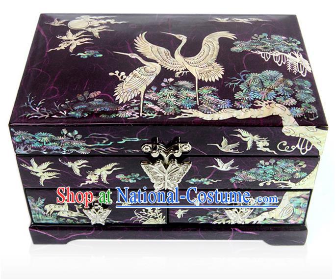 Traditional Korean Craft Handmade Purple Shell Cosmetic Container, Asian Korean Wedding Jewellery Box for Women