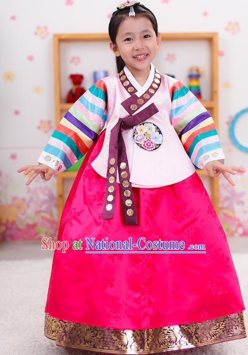 Traditional Korean Handmade Formal Occasions Embroidered Girls Wedding Costume Palace Hanbok Dress Clothing for Kids