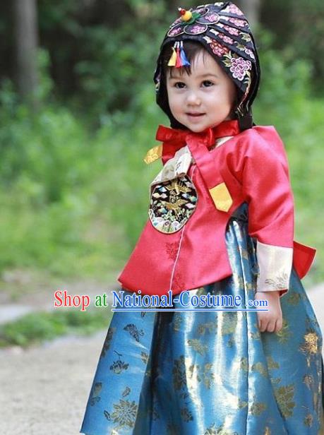 Traditional Korean Handmade Embroidered Formal Occasions Costume, Asian Korean Apparel Hanbok Green Dress Clothing for Girls