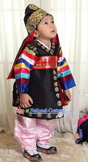 Traditional Korean Handmade Formal Occasions Embroidered Baby Prince Hanbok Clothing