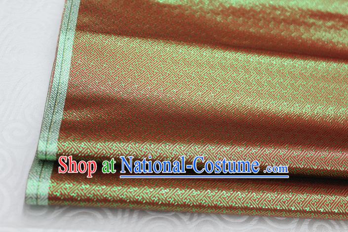 Chinese Traditional Royal Palace Pattern Mongolian Robe Red Green Brocade Fabric, Chinese Ancient Emperor Costume Drapery Hanfu Tang Suit Material