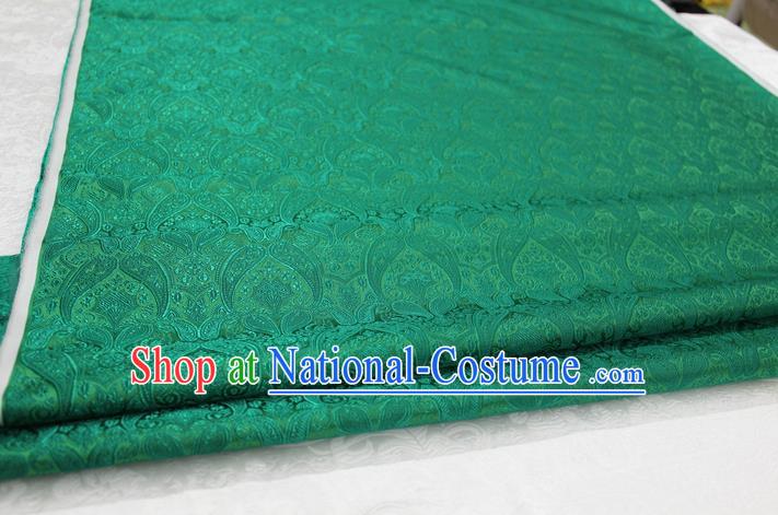 Chinese Traditional Royal Palace Pattern Mongolian Robe Green Brocade Cheongsam Fabric, Chinese Ancient Costume Drapery Hanfu Tang Suit Material